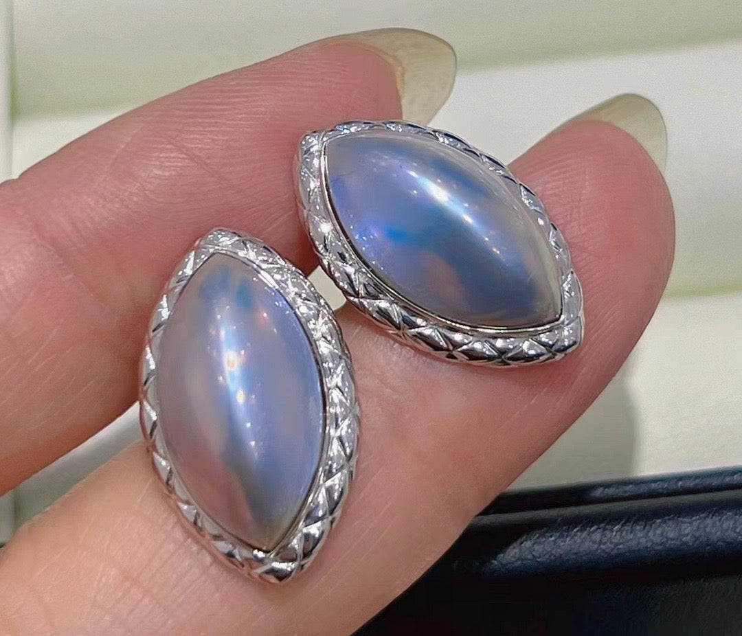 High quality sky blue Japan seawater Mabe pearls earrings studs