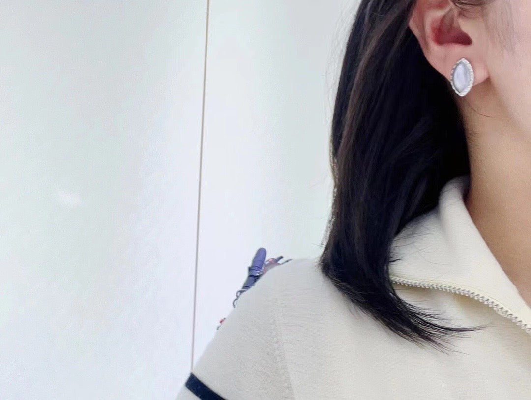 High quality sky blue Japan seawater Mabe pearls earrings studs