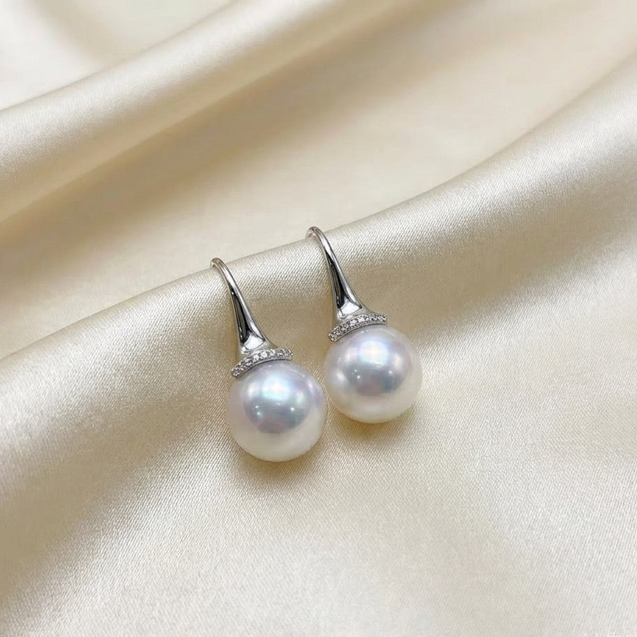 High quality aurora white color Edison pearl earrings