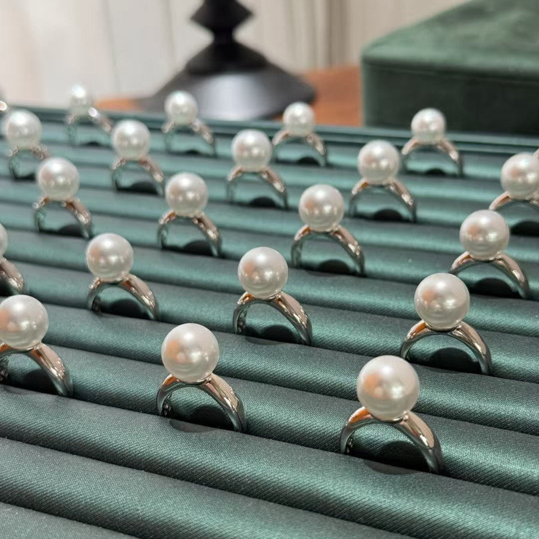 High quality aurora white color Edison pearl ring