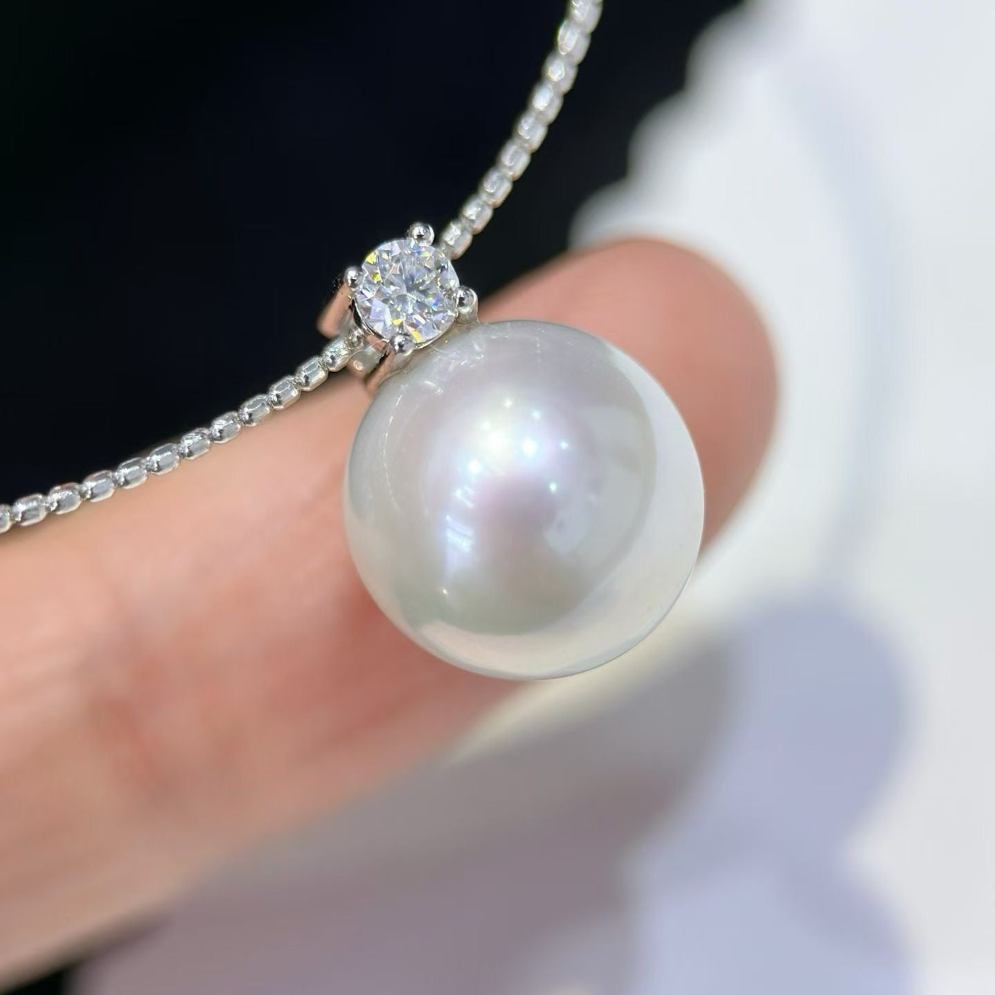 High quality aurora white color Edison pearl necklace