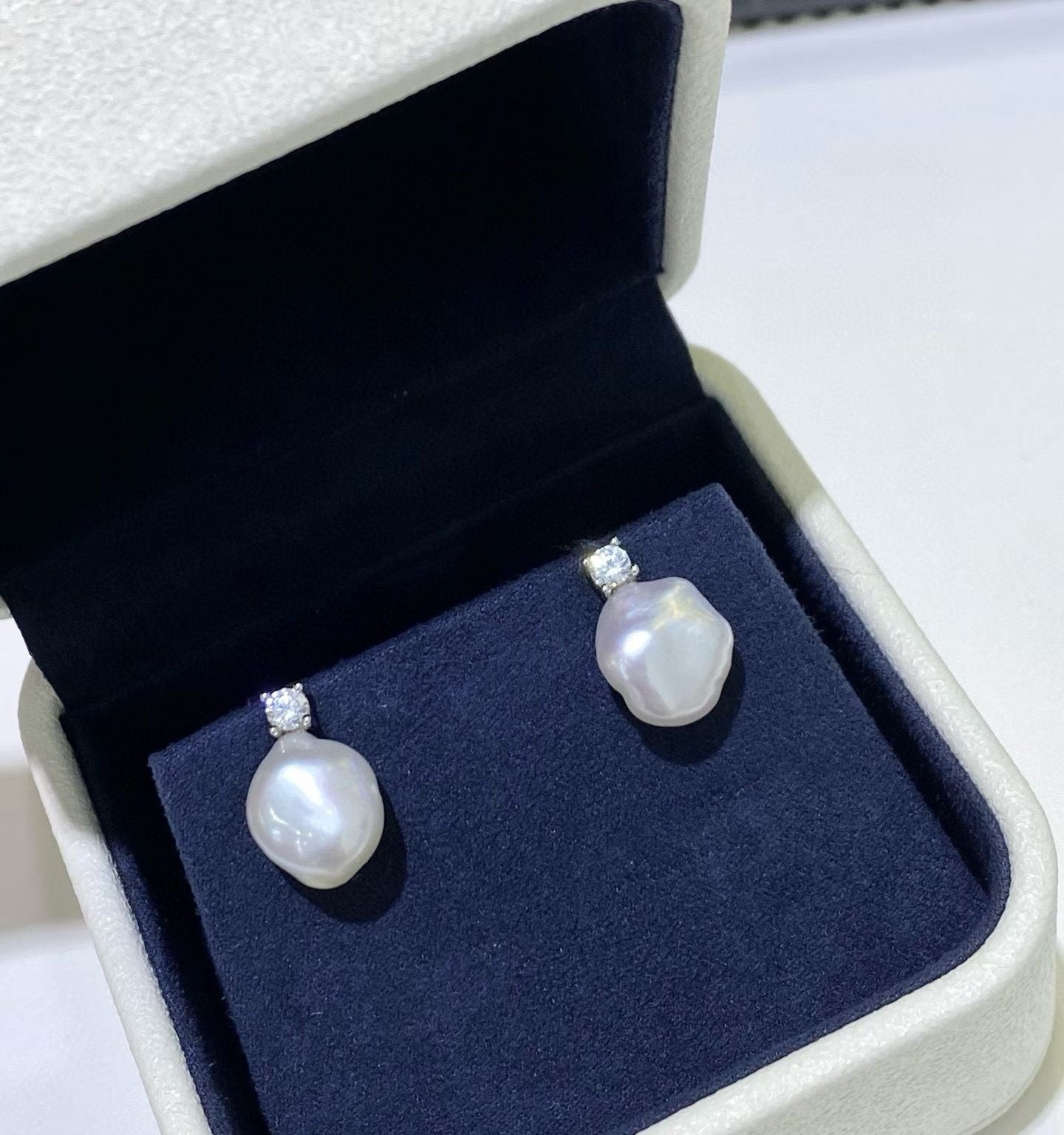 High quality aurora white color keshi pearls earrings