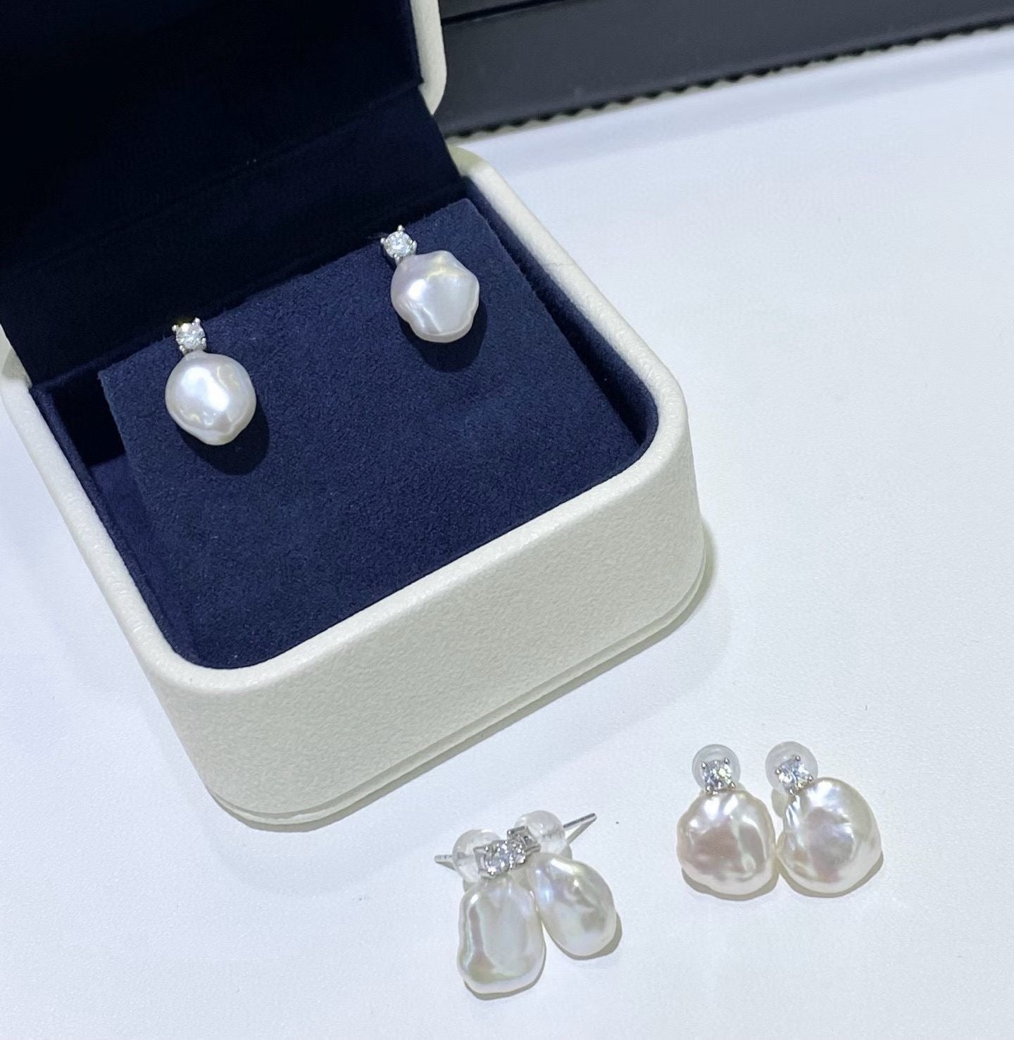 High quality aurora white color keshi pearls earrings