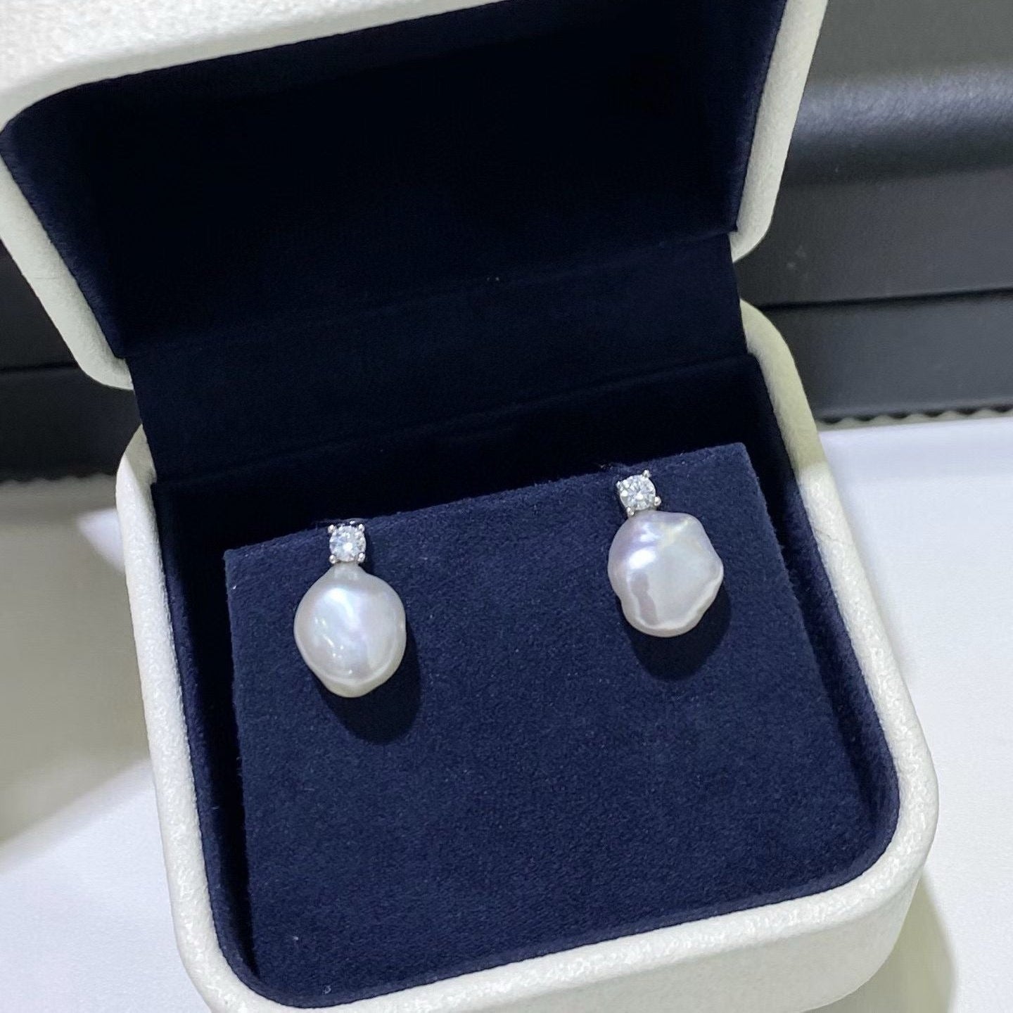 High quality aurora white color keshi pearls earrings