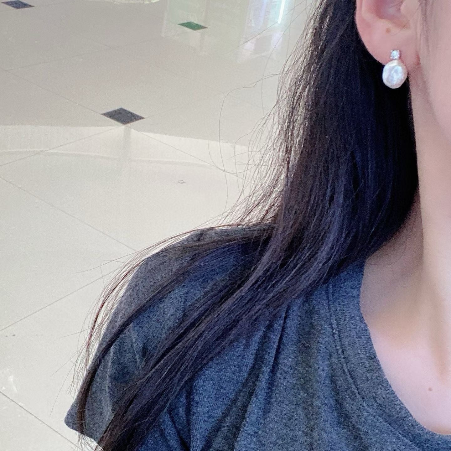 High quality aurora white color keshi pearls earrings