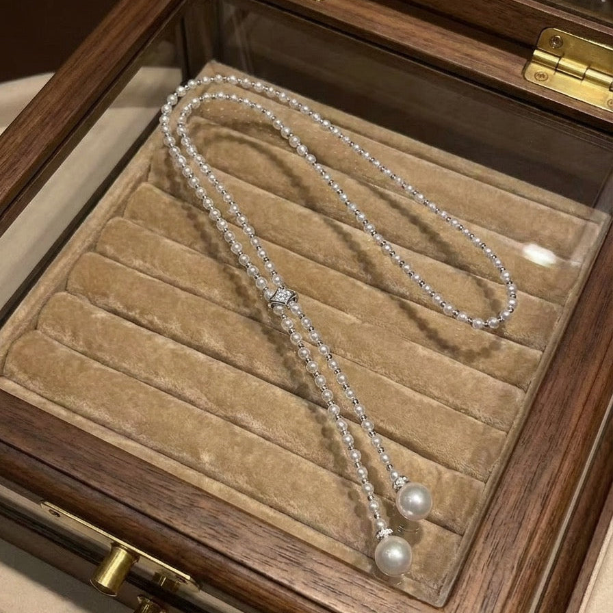 High quality aurora white color freshwater pearls necklace