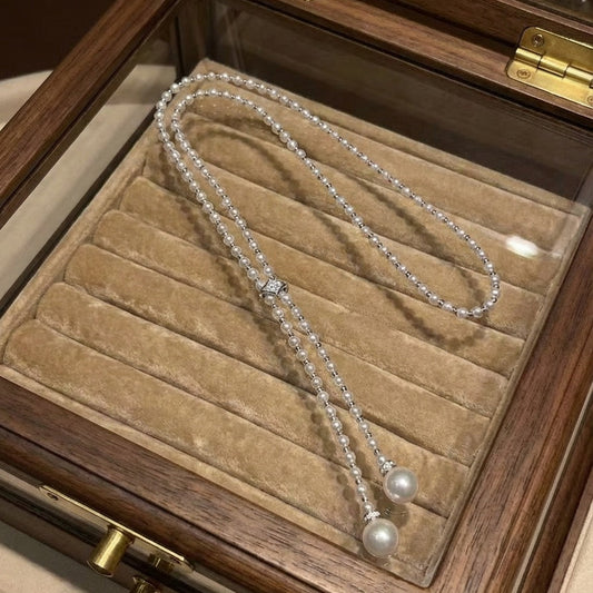 High quality aurora white color freshwater pearls necklace