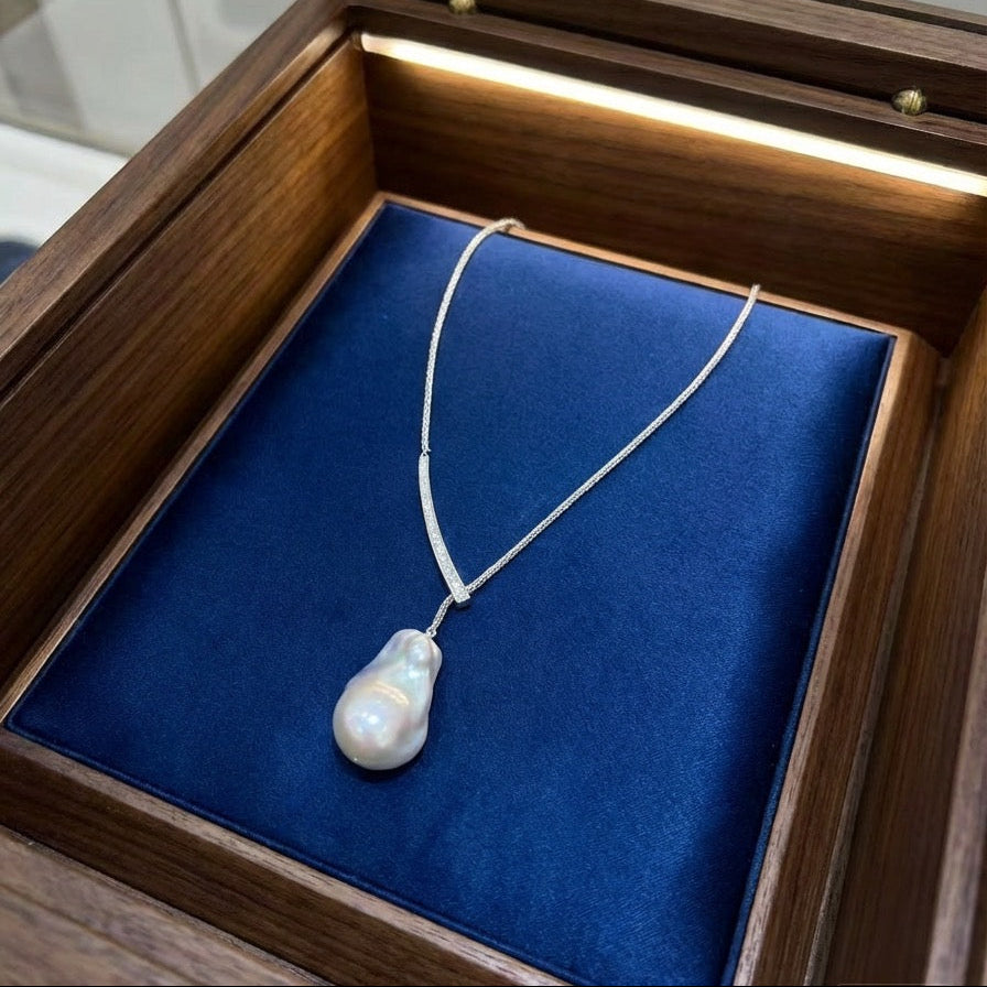 High quality aurora white color baroque pearl pendant