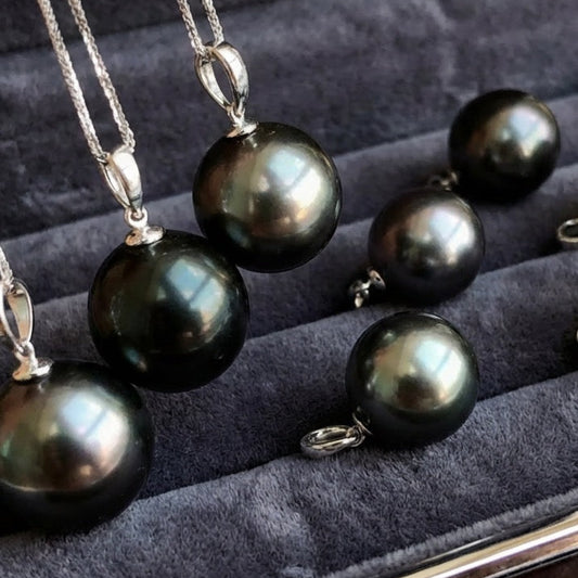 High quality aurora black color Tahitian pearls pendant