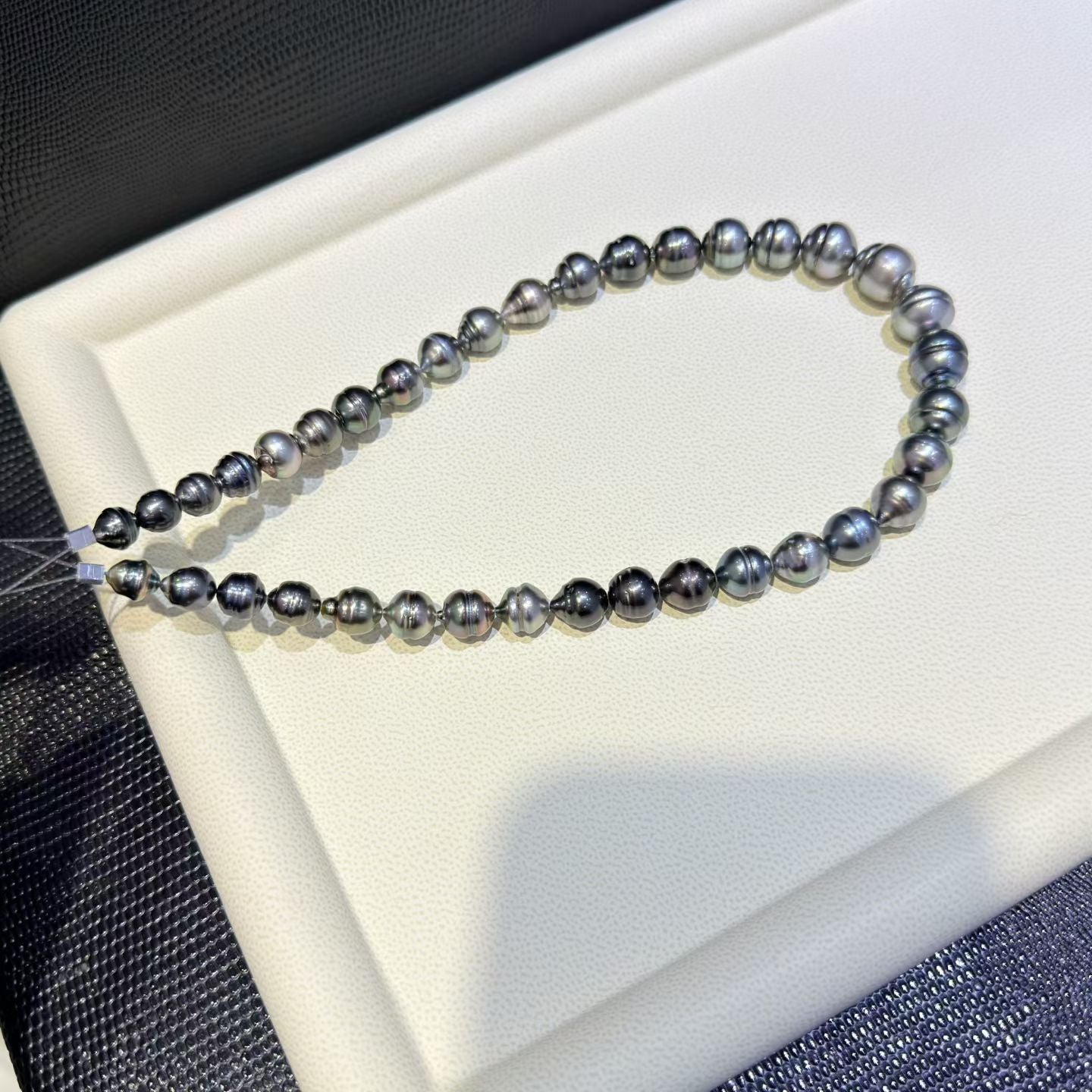 High quality aurora black color thread baroque Tahitian pearls necklace