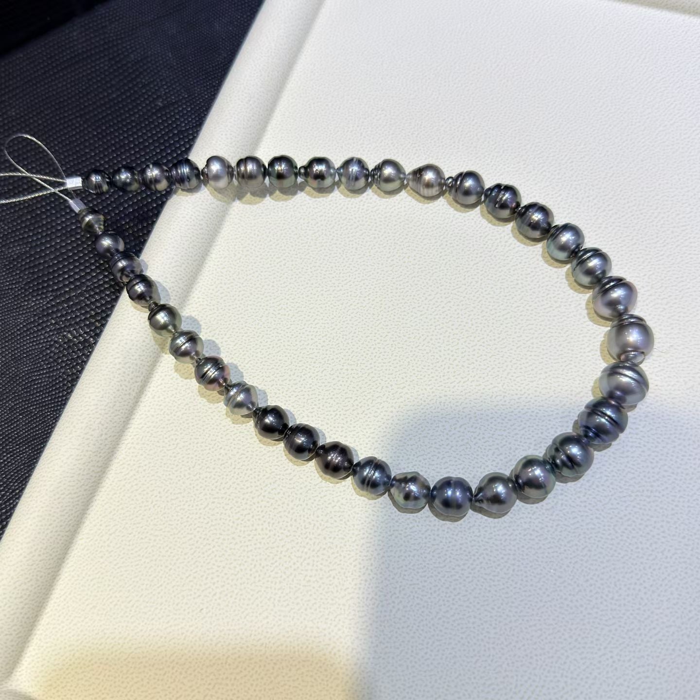 High quality aurora black color thread baroque Tahitian pearls necklace