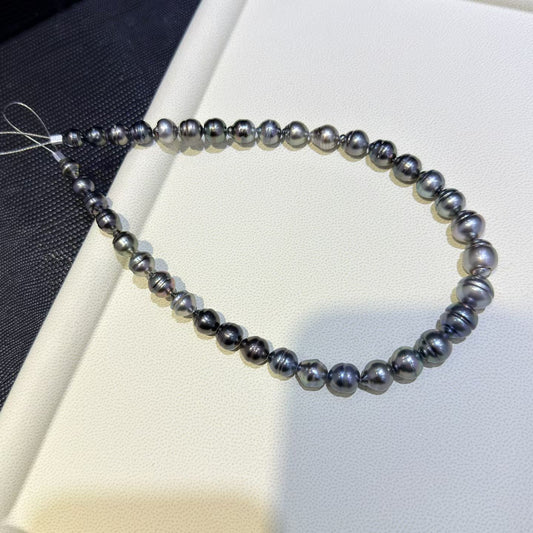 High quality aurora black color thread baroque Tahitian pearls necklace