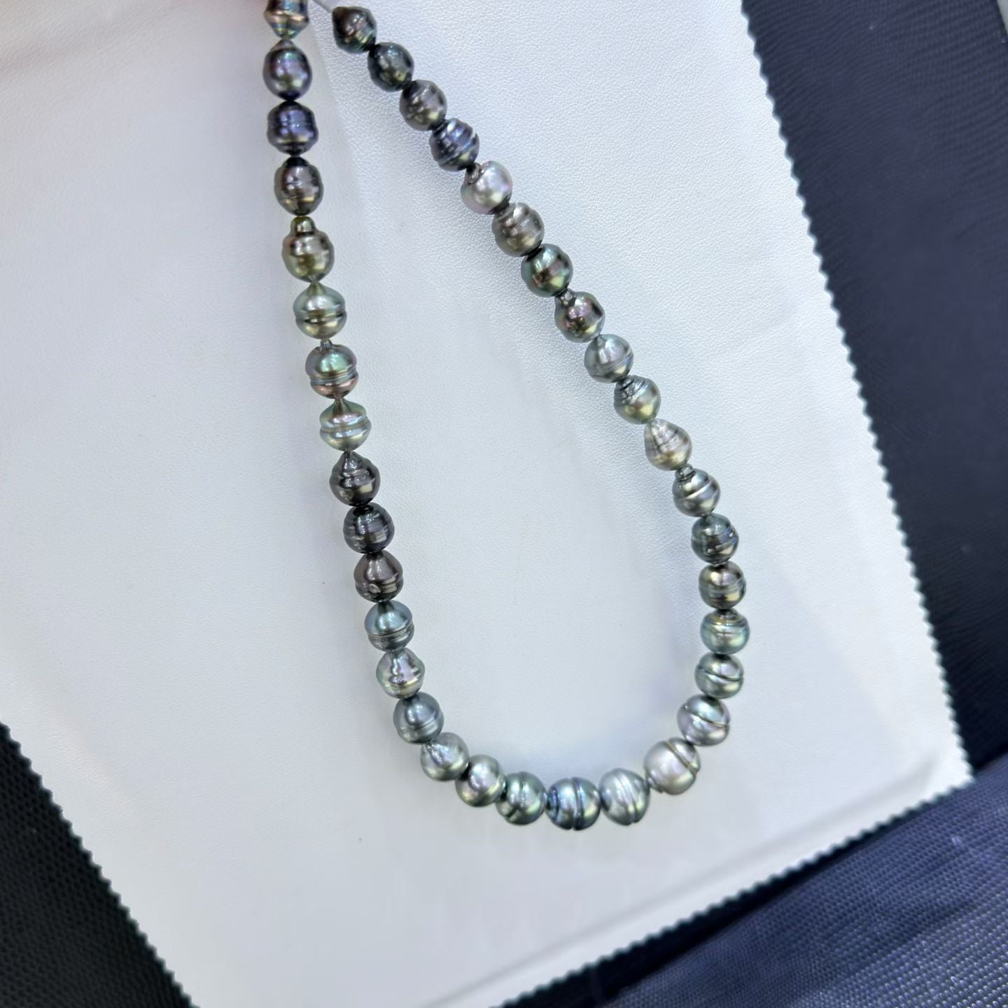 High quality aurora black color thread baroque Tahitian pearls necklace