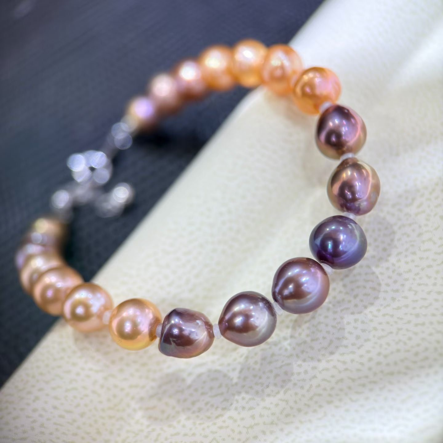 High quality candy color Edison pearls slightly baroque bracelet