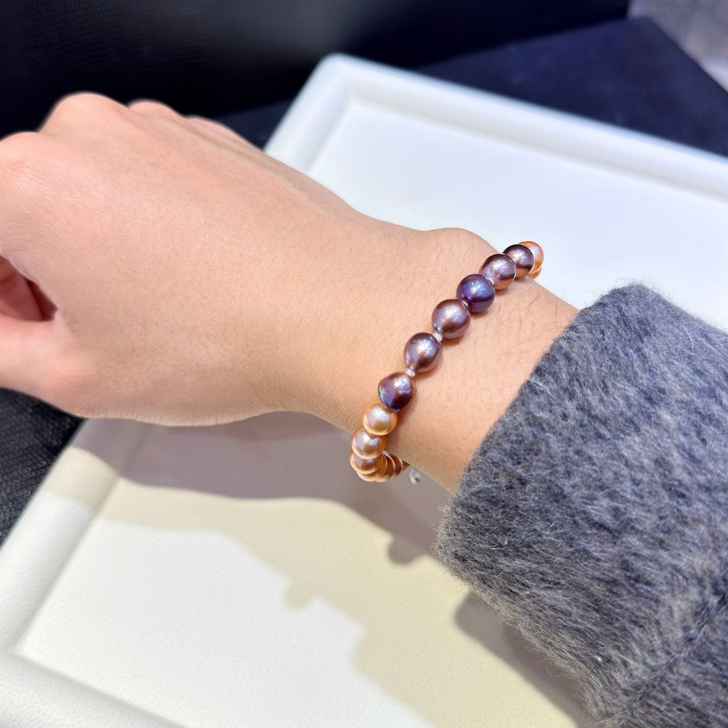 High quality candy color Edison pearls slightly baroque bracelet