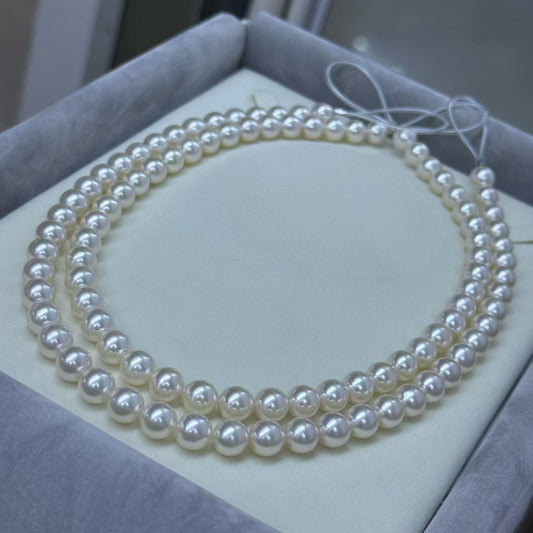 High quality aurora white color seawater akoya pearls necklace