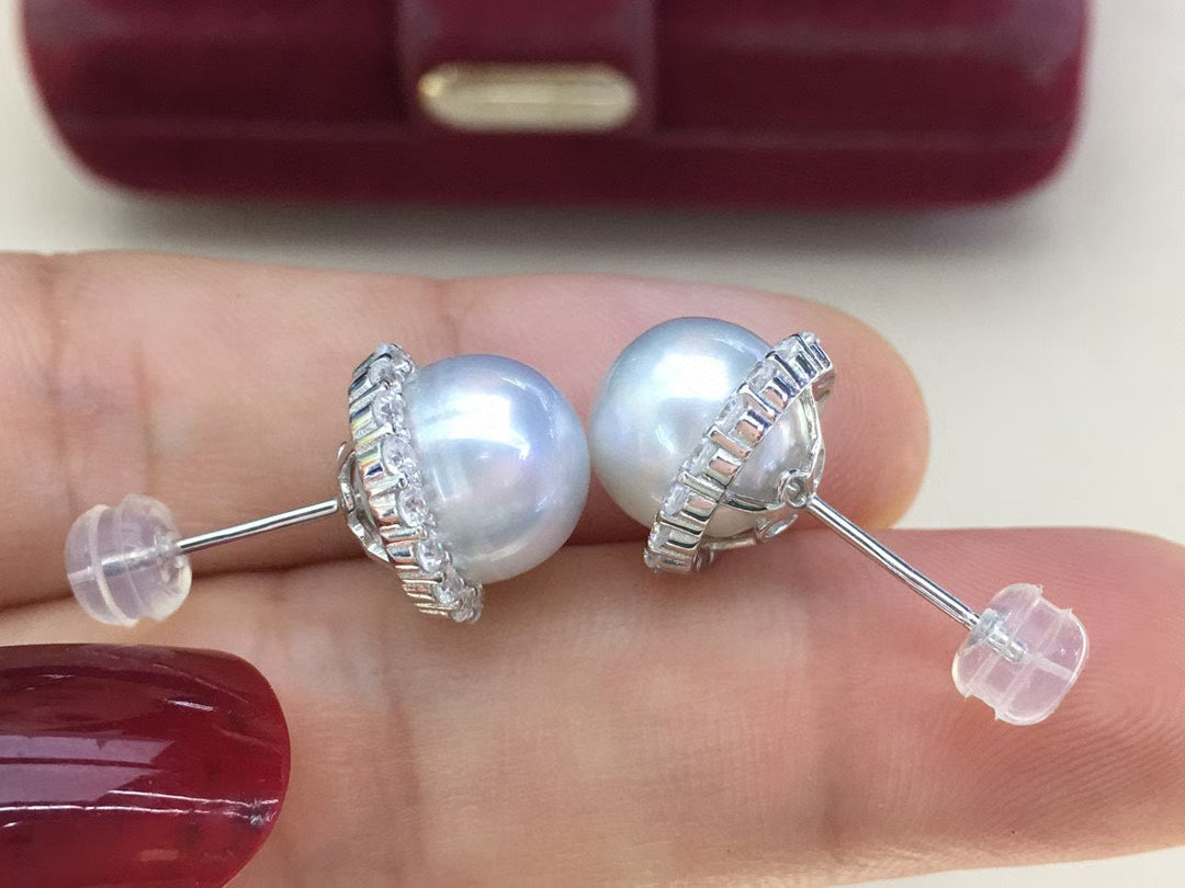 High quality aurora white color color Edison pearls earrings