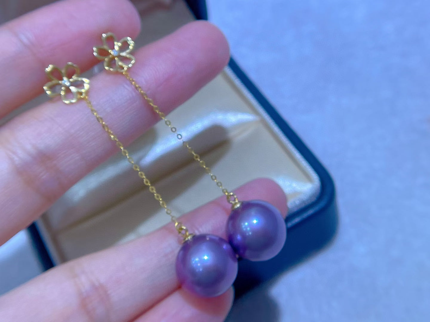 High quality Monster purple color Edison pearls earrings