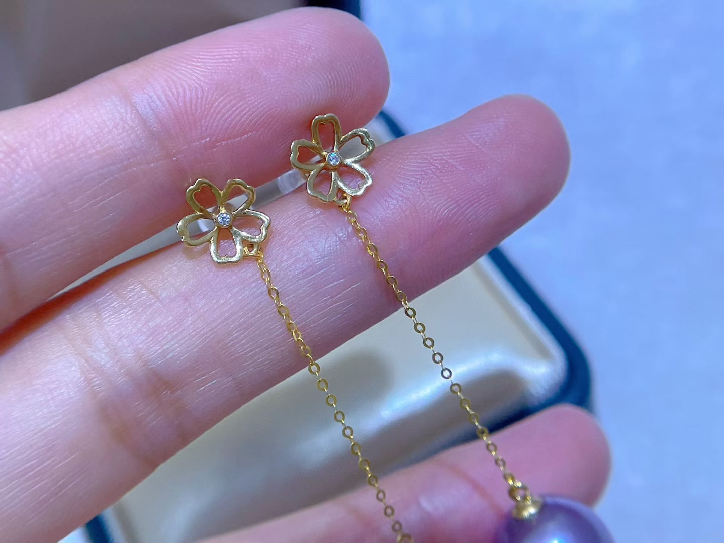 High quality Monster purple color Edison pearls earrings