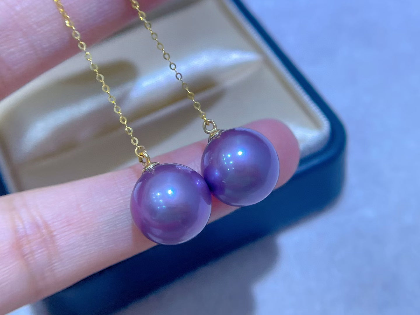 High quality Monster purple color Edison pearls earrings