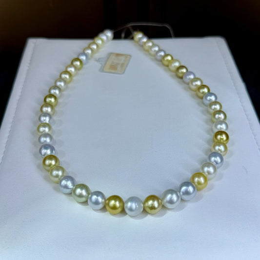 High quality white & gold color Golden southsea pearls & Australia Southsea pearls necklace