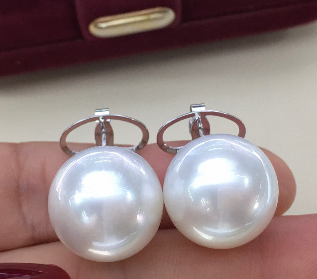 Top quality aurora white color Australia Southsea pearls earrings