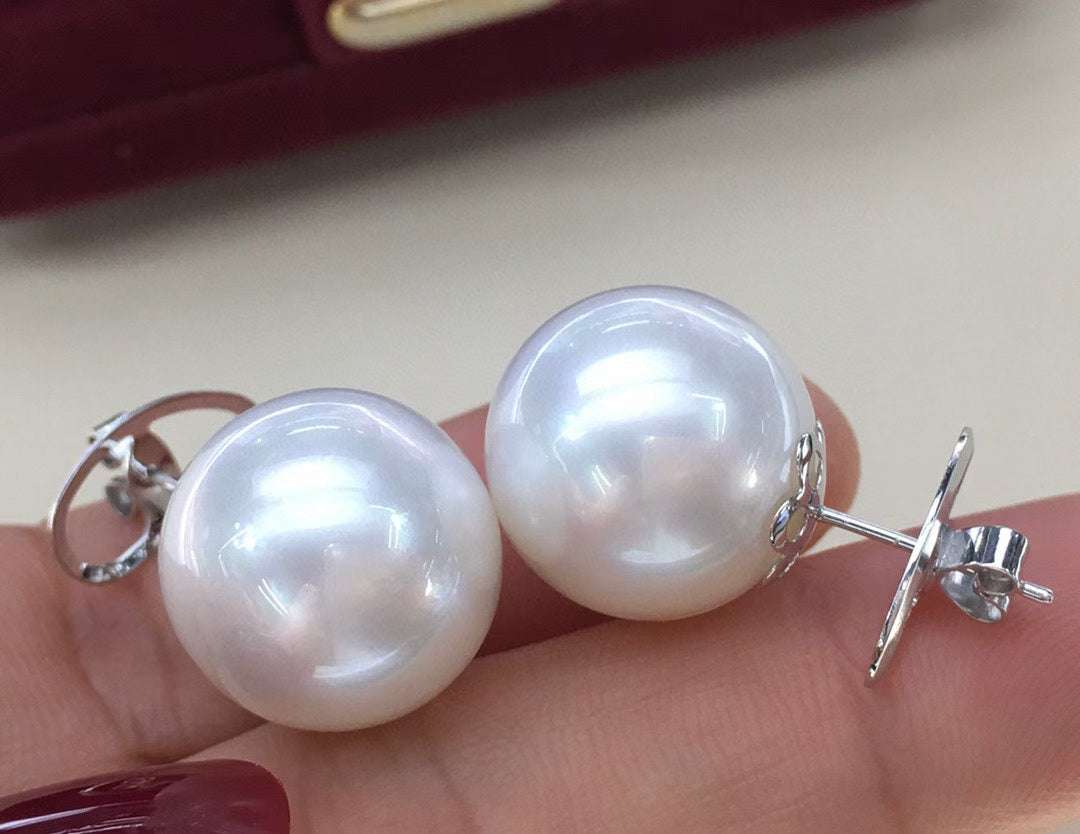 Top quality aurora white color Australia Southsea pearls earrings
