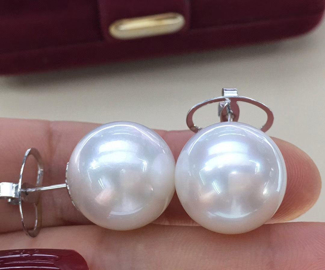 Top quality aurora white color Australia Southsea pearls earrings