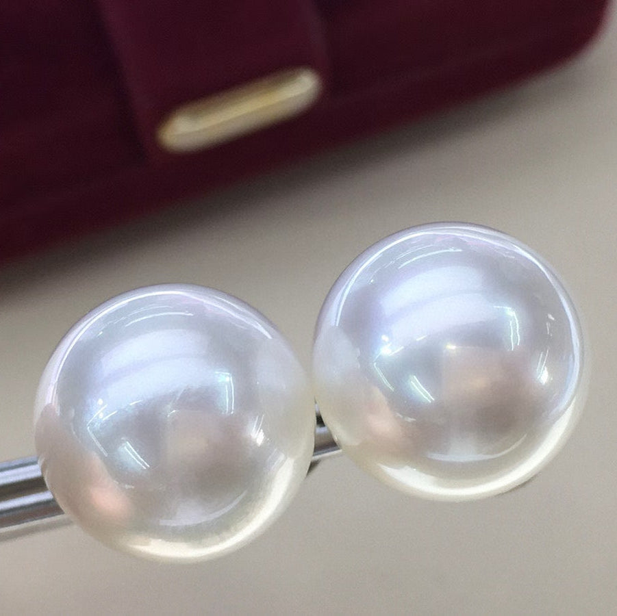 Top quality aurora white color Australia Southsea pearls earrings