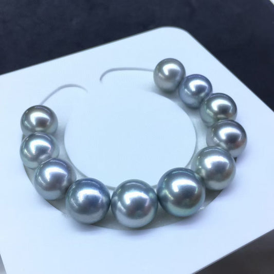 High quality aurora platinum grey color Tahitian pearls bracelet