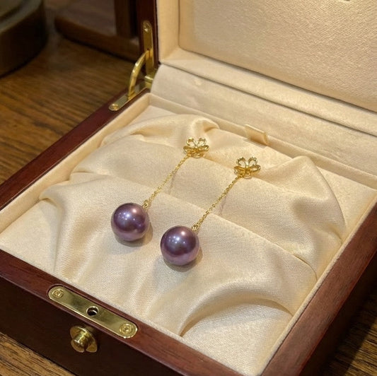 High quality Monster purple color Edison pearls earrings