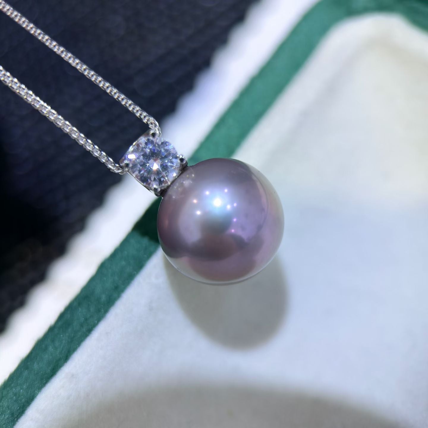 High quality light purple color Edison pearl pendant