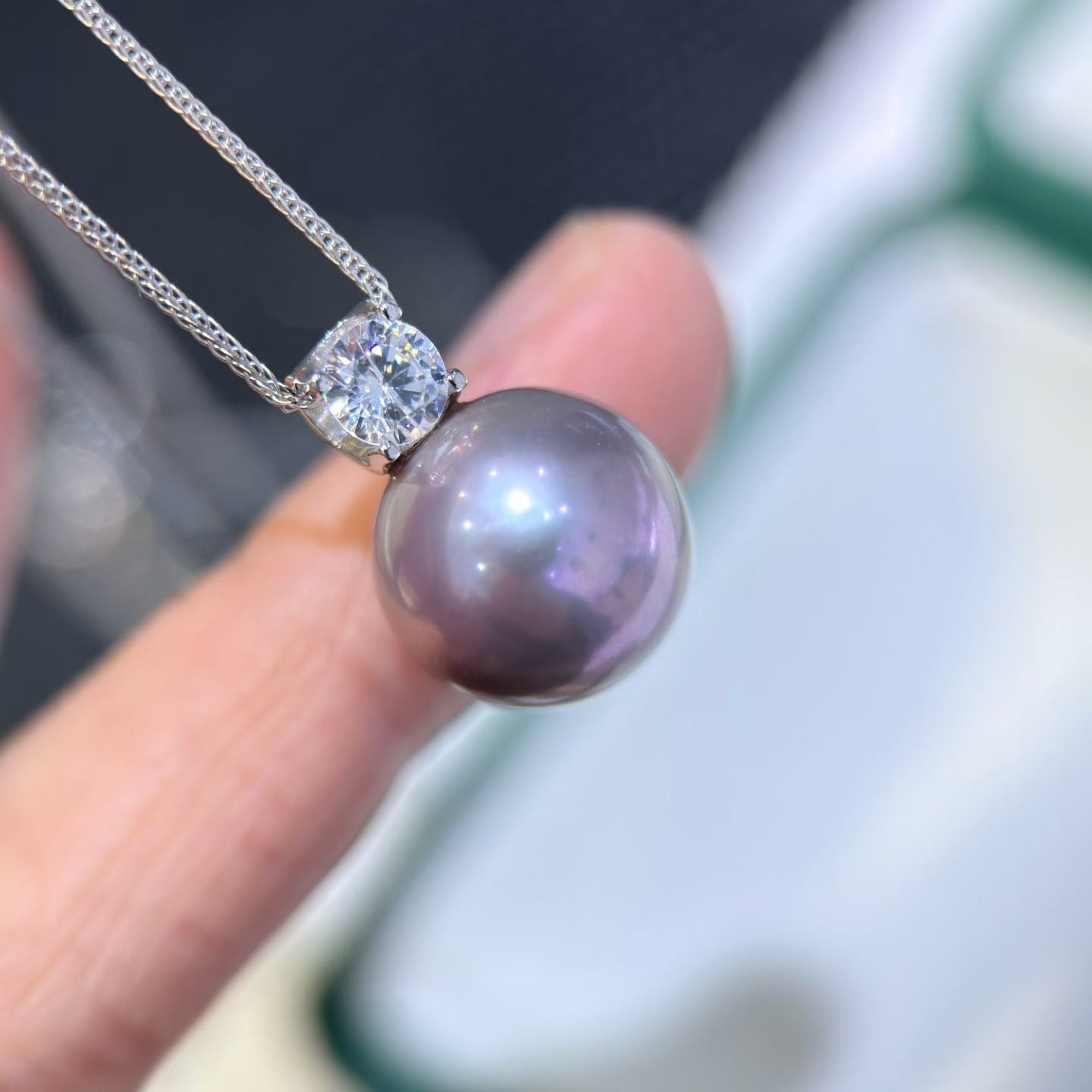 High quality light purple color Edison pearl pendant