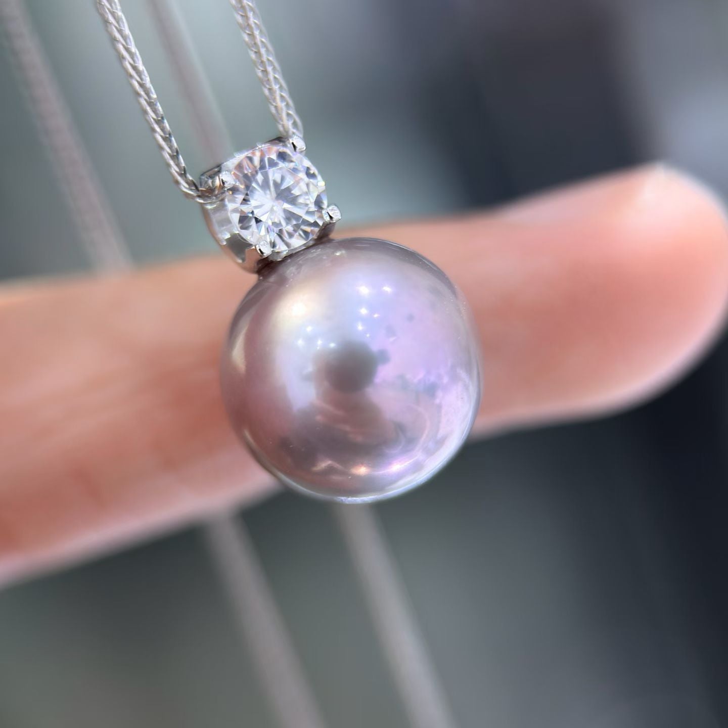 High quality light purple color Edison pearl pendant