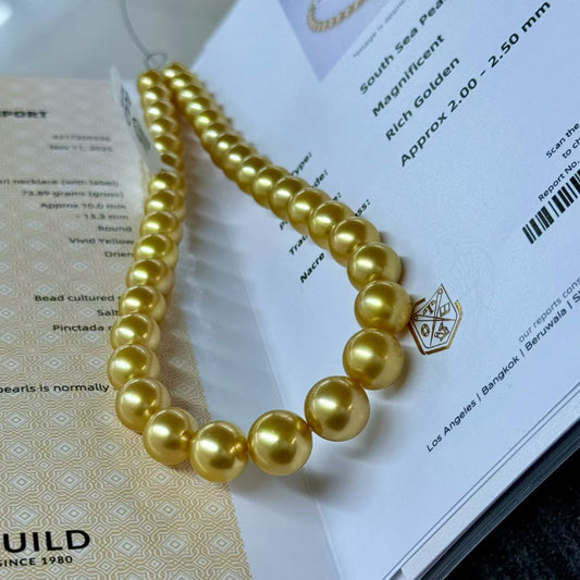 Top quality rich gold color  Golden Southsea pearls necklace
