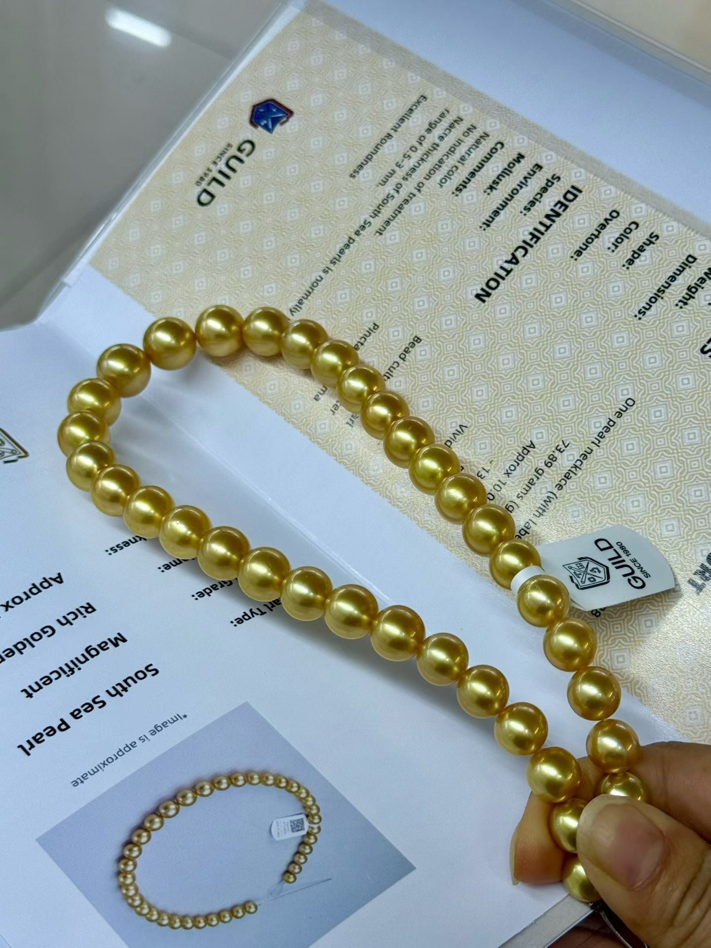 Top quality rich gold color  Golden Southsea pearls necklace