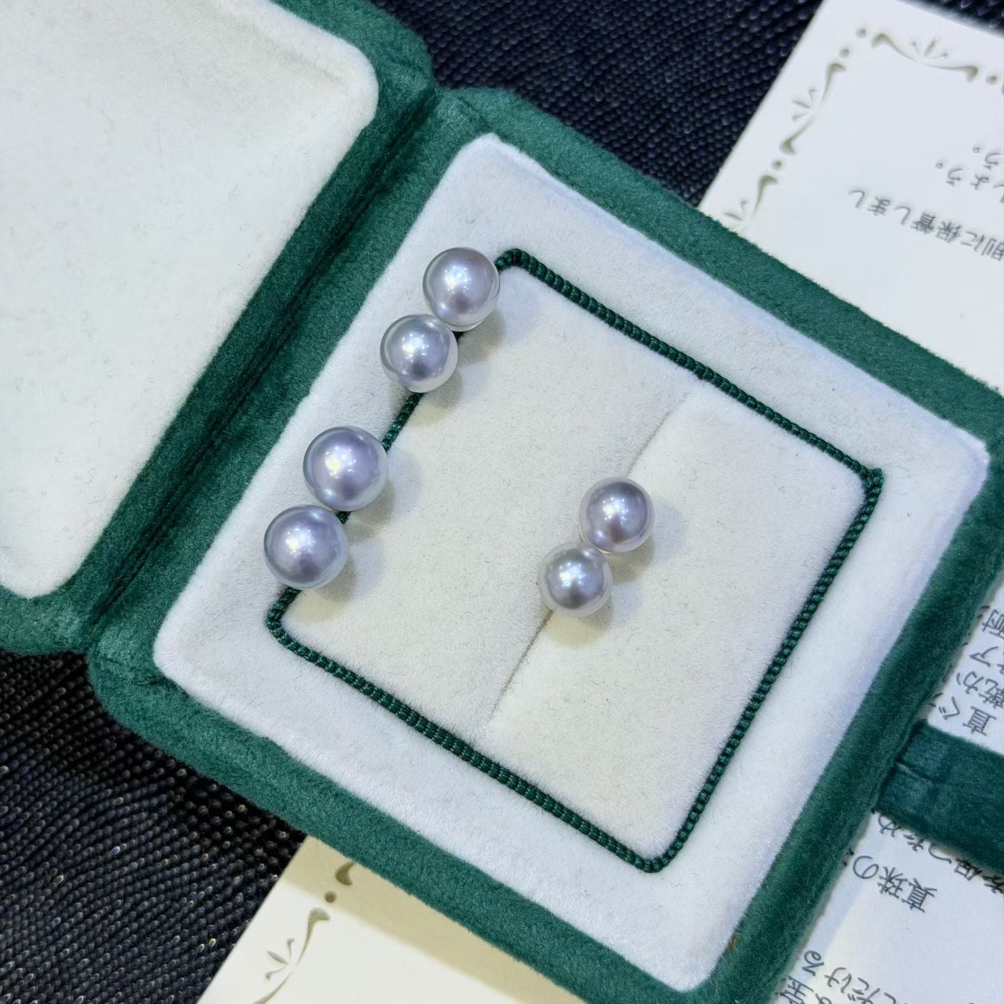 High quality silver blue color seawater MADAMA pearls earrings studs