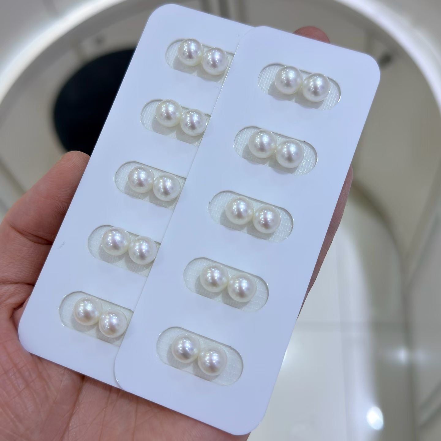 High quality aurora white color seawater akoya pearls earrings studs