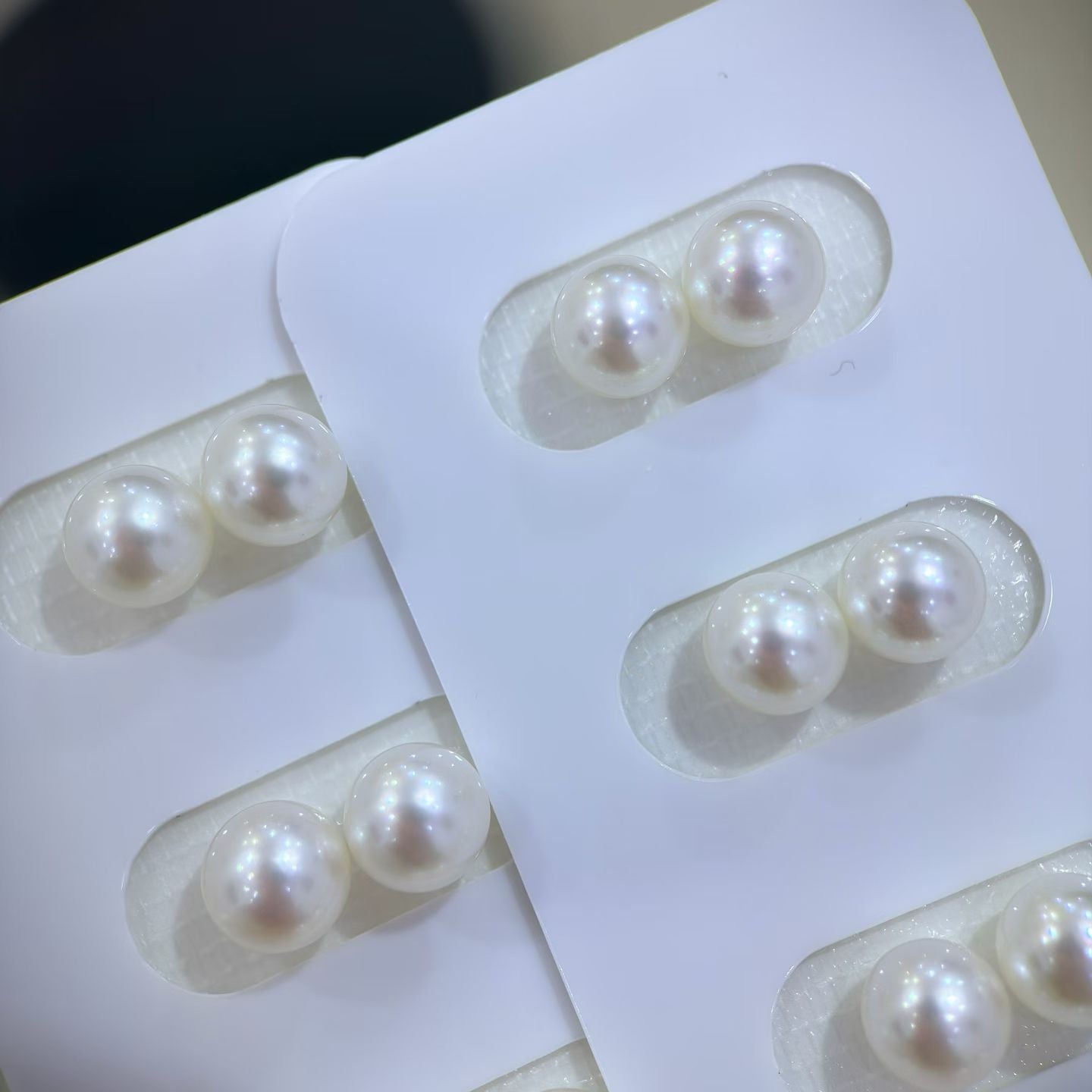 High quality aurora white color seawater akoya pearls earrings studs