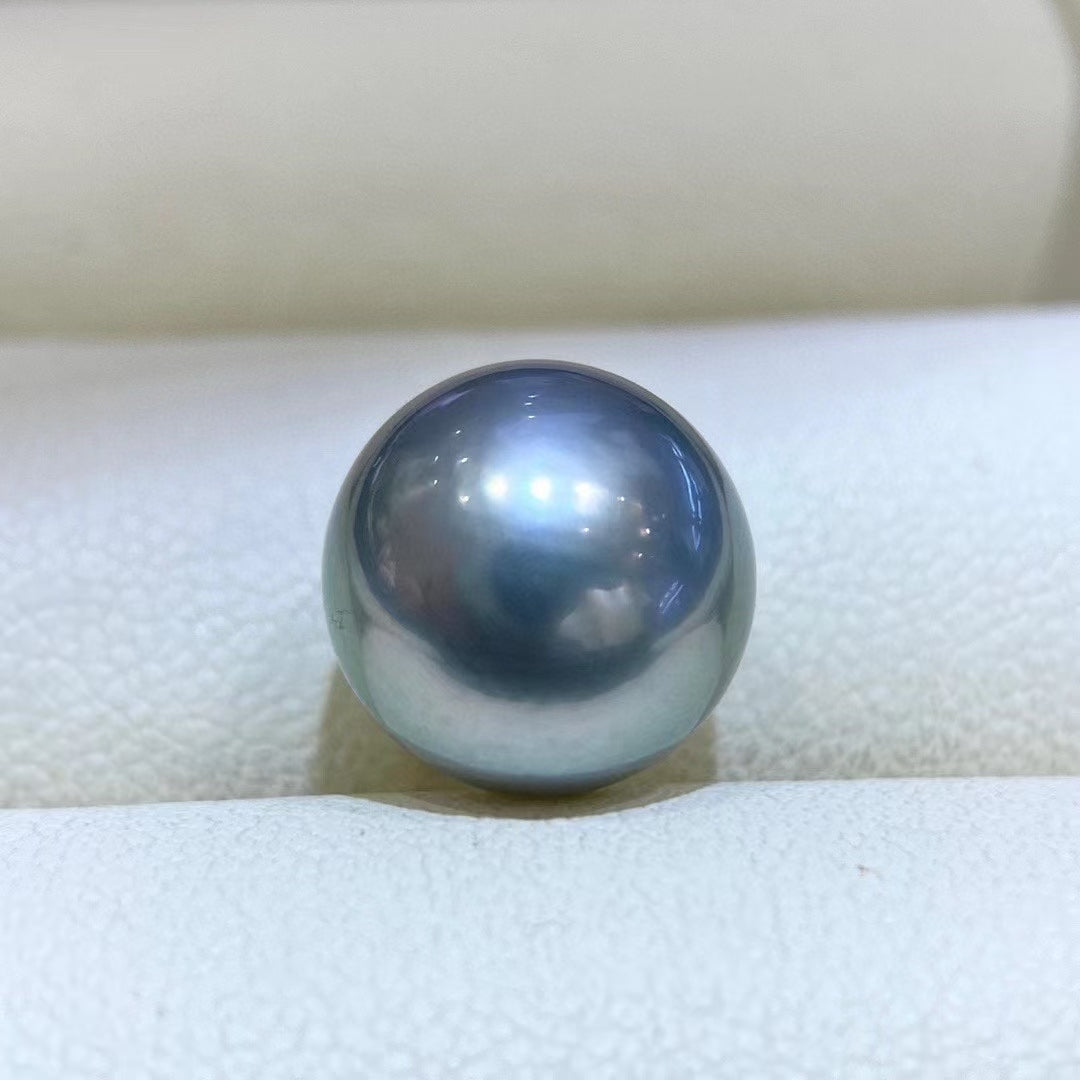 High quality “Ocean blue”platinum grey color Tahitian pearl loose bead