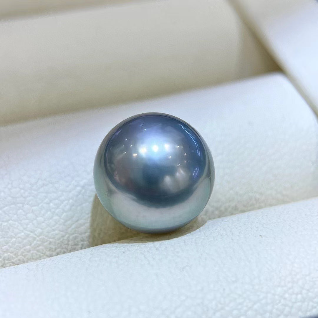 High quality “Ocean blue”platinum grey color Tahitian pearl loose bead
