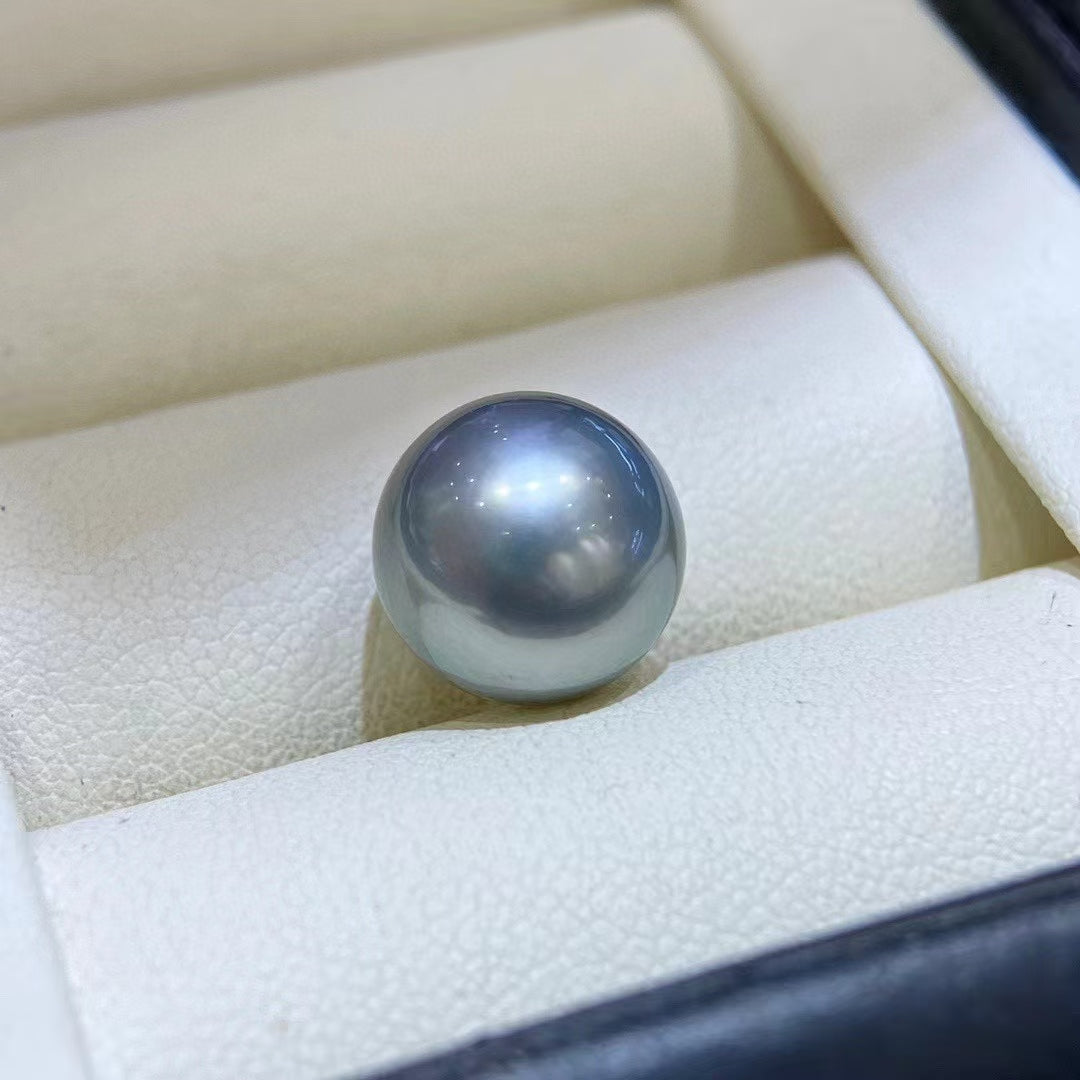 High quality “Ocean blue”platinum grey color Tahitian pearl loose bead