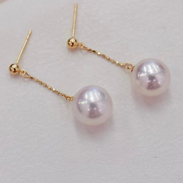 High quality aurora white with pink overtone color Edison pearls earrings