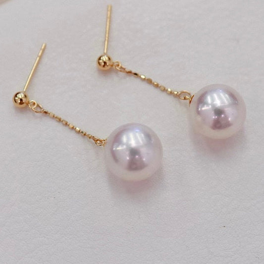 High quality aurora white with pink overtone color Edison pearls earrings