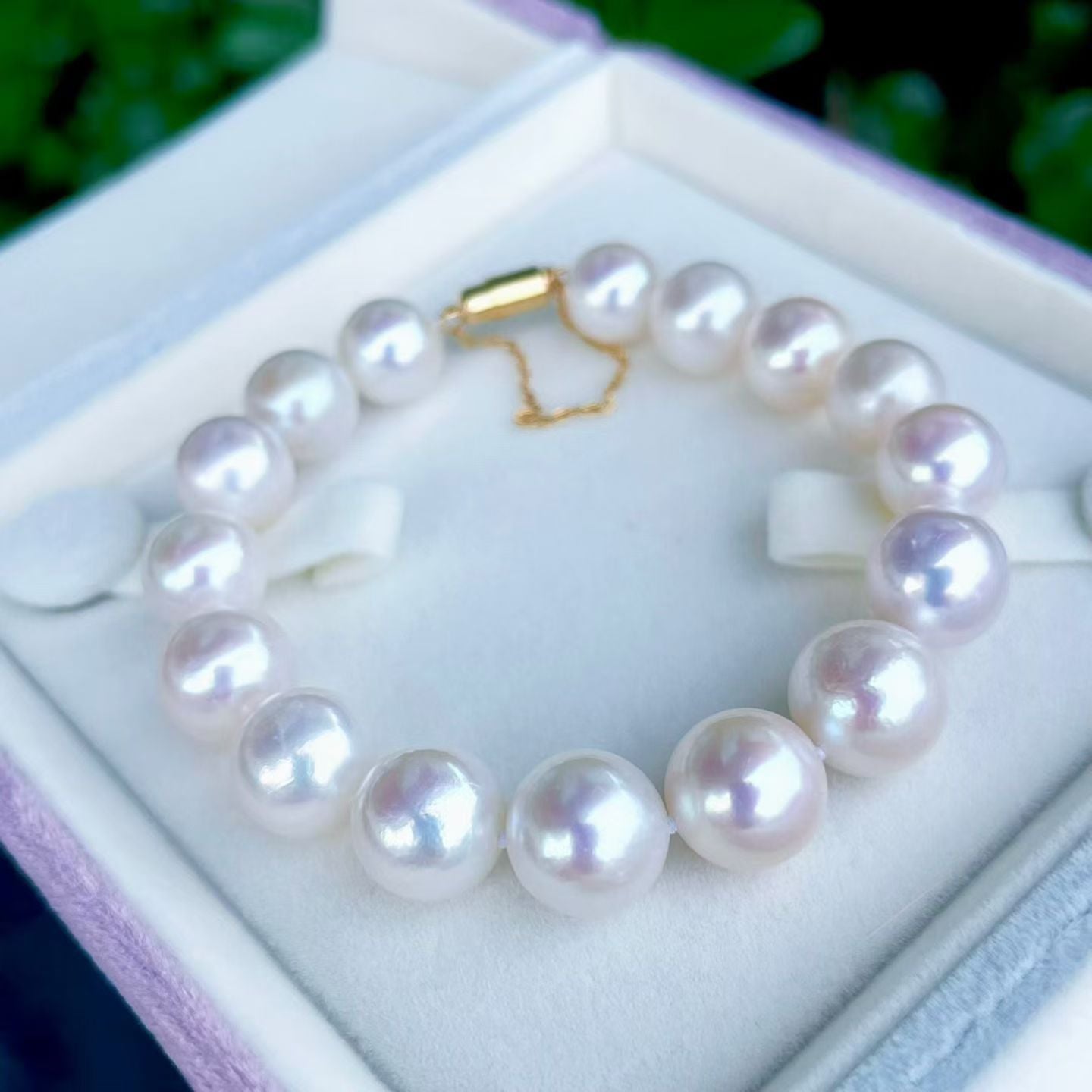 High quality aurora white color Edison pearls bracelet