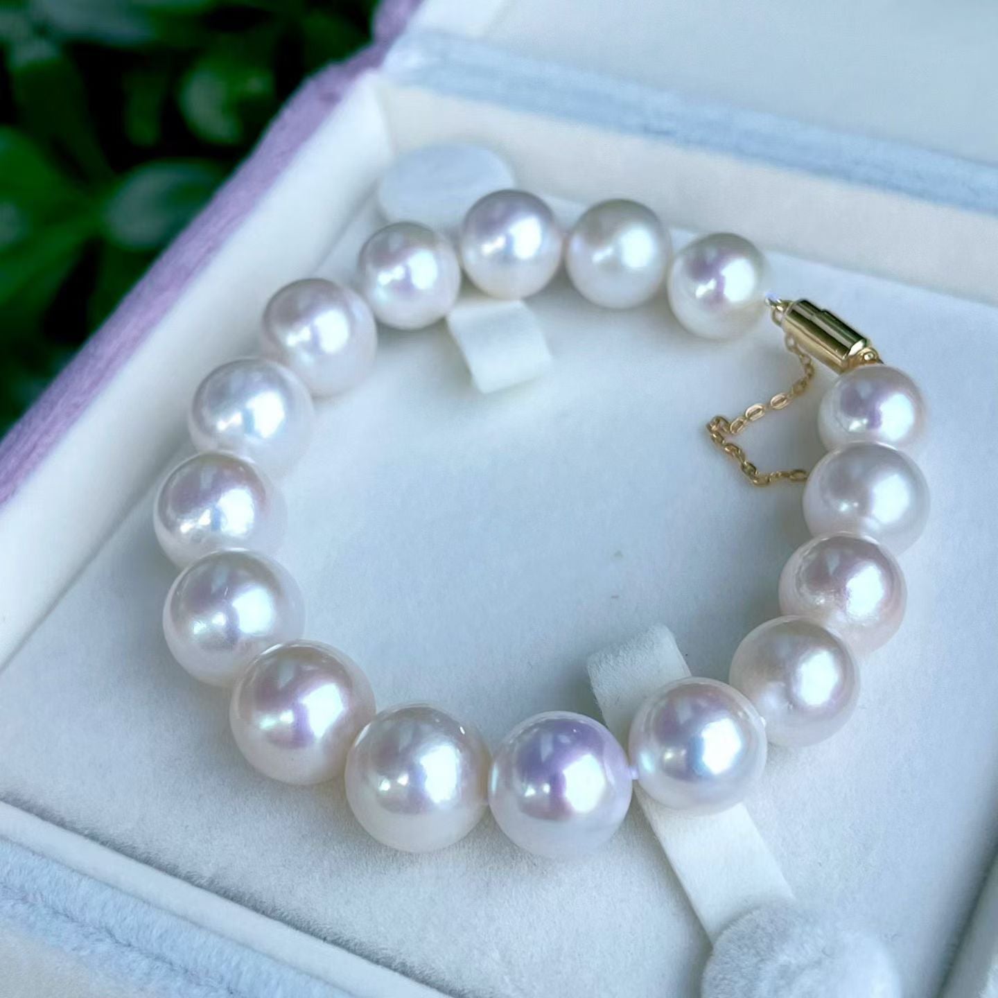 High quality aurora white color Edison pearls bracelet