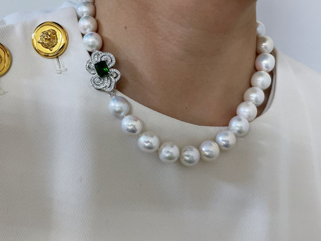 High quality aurora white color Edison pearls necklace