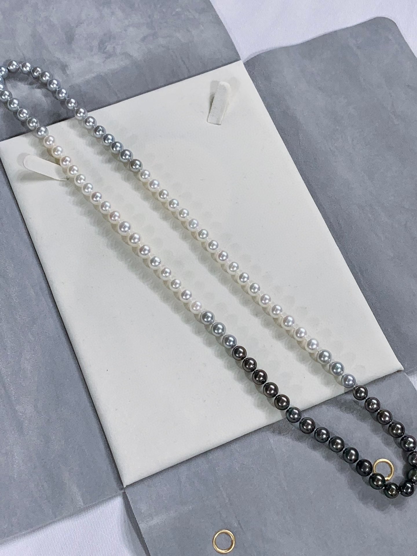 High quality aurora gradient color akoya & Tahitian pearls sweater necklace