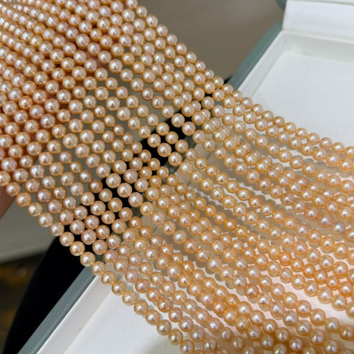 High quality aurora orange color freshwater pearls necklaces