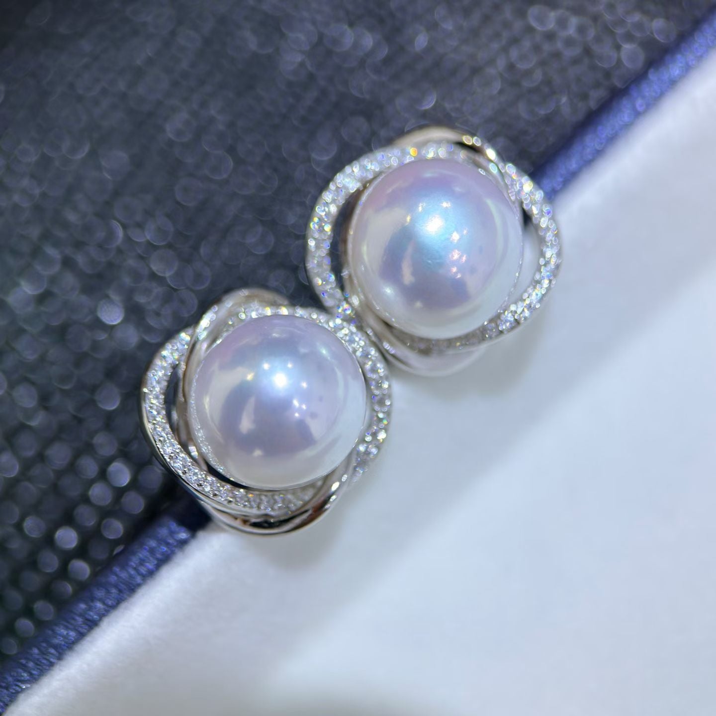 High quality aurora white color Edison pearls earrings